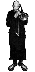 adult G plays trombone