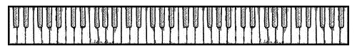row of piano keys moving