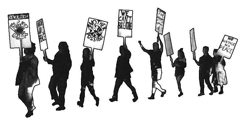 animated protesters across