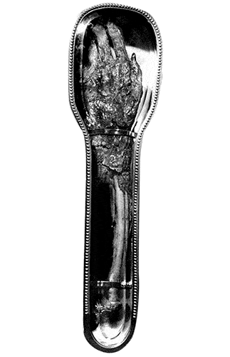 Francis Xavier's hand in a glass box waving